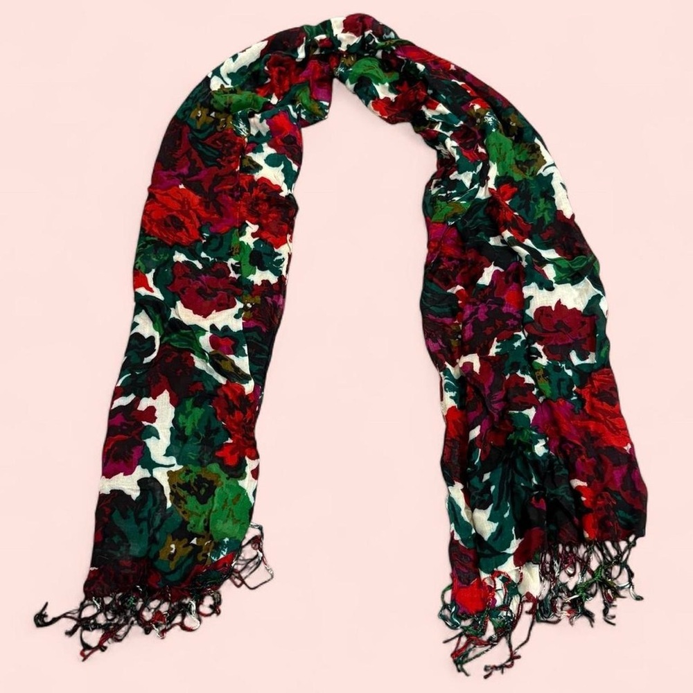 Live! Isaac Mizrahi lightweight rayon rose print scarf